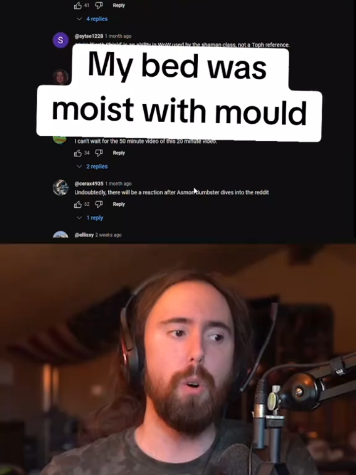 Asmongold on his mouldy mattress. #asmongold #twitch #twitchclips #ratking #streamer 
