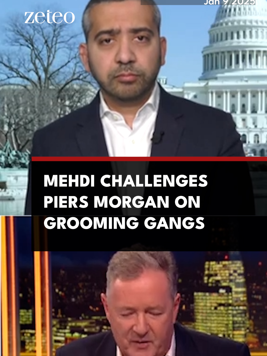“Why are we defining child sex crimes and grooming gangs by race unless you’re a racist or trying to make political hay out of this?” Mehdi combats Piers Morgan on his show debunking some of the racist rhetoric around the grooming gangs scandal in the UK that involved British Pakistani men. Tap link in bio to watch the full exchange on zeteo.com.