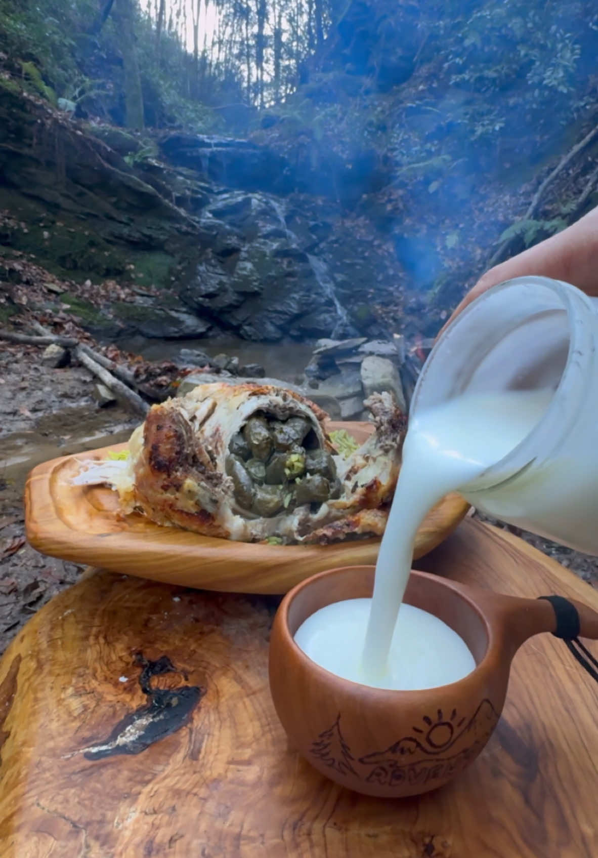 Chicken in a Salt Crust, Stuffed with Grape Leaves?! 🤤🔥  #chicken #outdoorcooking #cooking #asmrcooking #knifeskills 