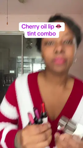 I love this cherry oil lip tint combo! #liptint #cherryoil #lipstainviral #tiktokshop #lipstick 