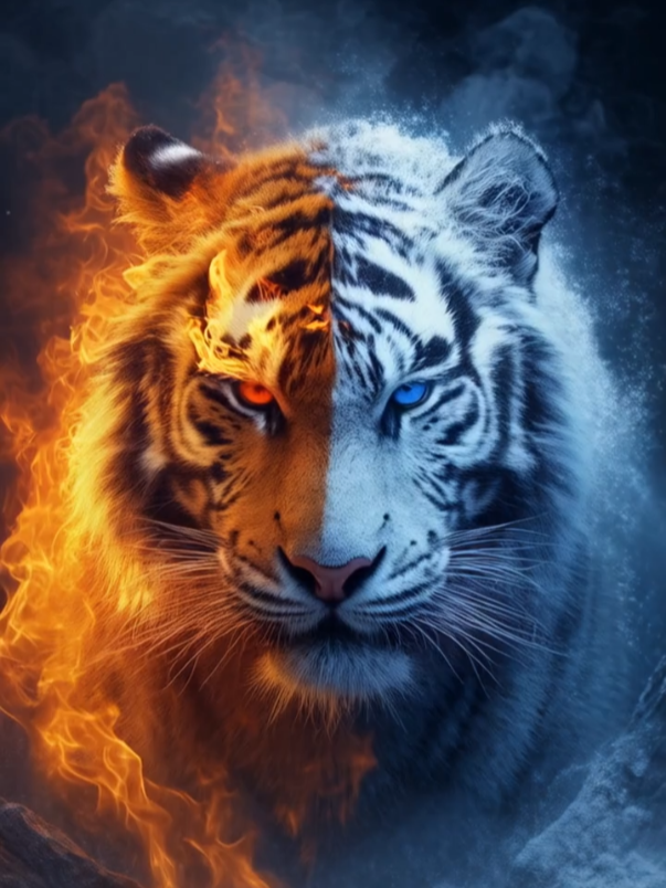 fire & ice Tiger #harimauberjalan #aiart #tigerai #foryou #fyp #fypage #tiktokviral #masukberanda #fyppppppppppppppppppppppp #pypシ 