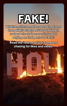 There are loads of pictures going around on social media claiming the Hollywood sign got damaged in the wildfires, but Reuters has fact-checked it and confirmed they’re fake. People who’ve seen it say the sign is totally fine!  **Misinformation isn’t helping anyone, just adding to the chaos. Stay safe and informed!** #HollyWoodFire #HollywoodSign #LosAngelesfire #Wildfire #StayInformed #DisasterNews 