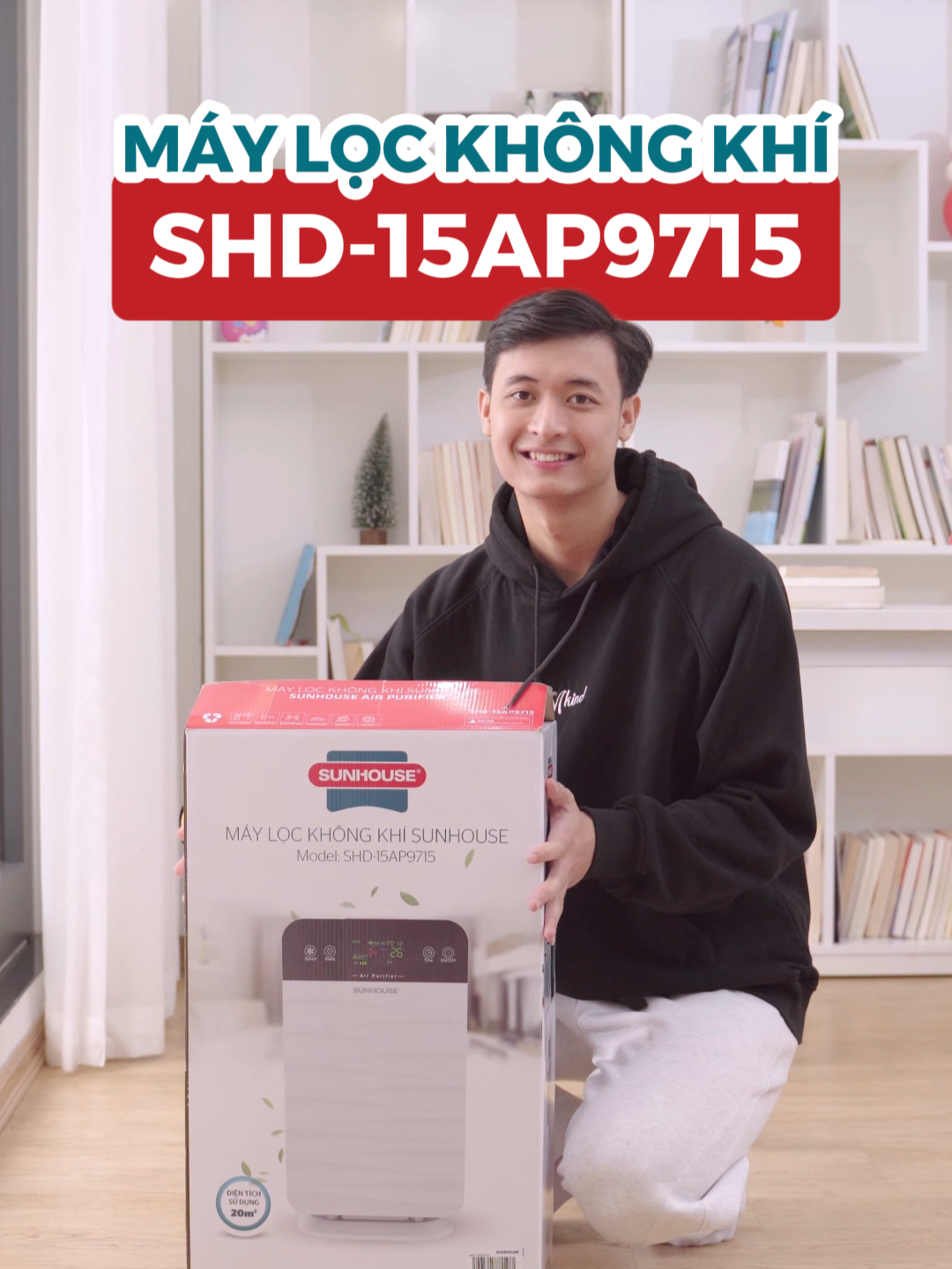 Máy lọc không khí Sunhouse SHD-15AP9715. Thiết kế hiện đại, trẻ trung. Phù hợp mọi không gian #Sunhouse #Ưuđãi #Sale #giadụng #sứckhoẻ #SHD-15AP9715