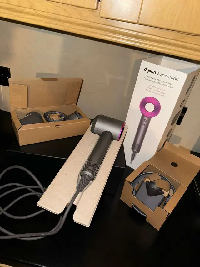Latest Dyson hair dryer model  All attachments included and still boxed and sealed example photos used above. Retail price €399 D24 price €200 #fyp #dyson #tallaght #d24 