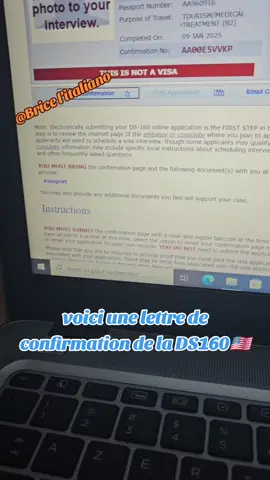 voici une lettre de confirmation de la DS160