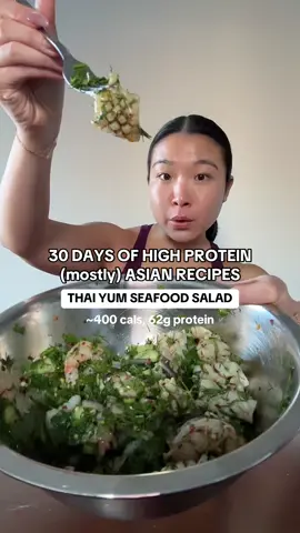 THAI STYLE YUM SEAFOOD SALAD  384 cals | 62g protein | 21g carb | 4g fat  4oz shrimp 8oz steamed squid flower 1 oz red onion, sliced 1 tbs red chili flakes 2 tbs fish sauce 1 lime 1 tsp monkfruit sweetener 1 oz green onion, chopped 1 oz cilantro, chopped  1 oz dill, chopped (optional!) THIS WAS MY fridge cleanout recipe lol  #protein #highprotein #healthyrecipes #asianrecipes #thaifood #laofood #yumseafood #yumwoonsen #lowcarb #seafood #pescatarian #EasyRecipes #salads #newyearsresolution #resetroutine #macros #macrofriendly 