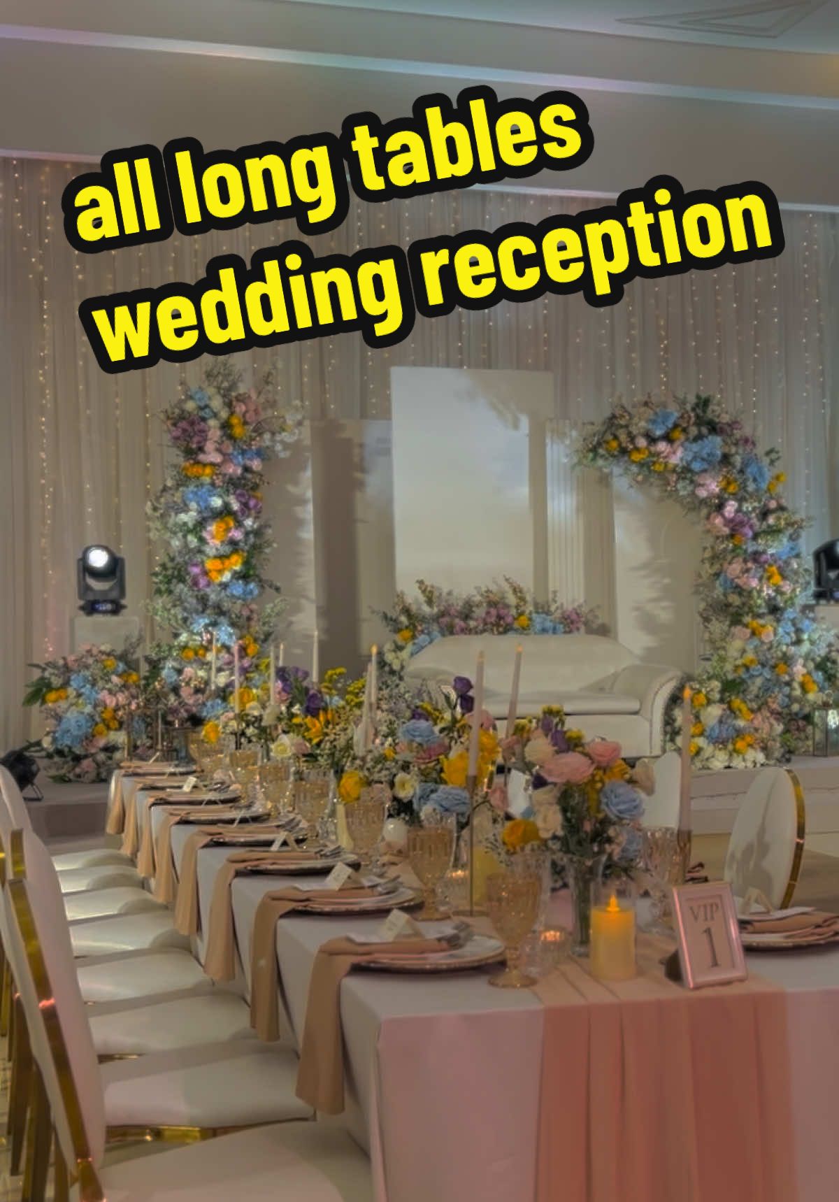 low level centerpieces, all long tables, minimalist floral set up #fyp #foryou #farmhillsgarden #wedding  #foryoupage 