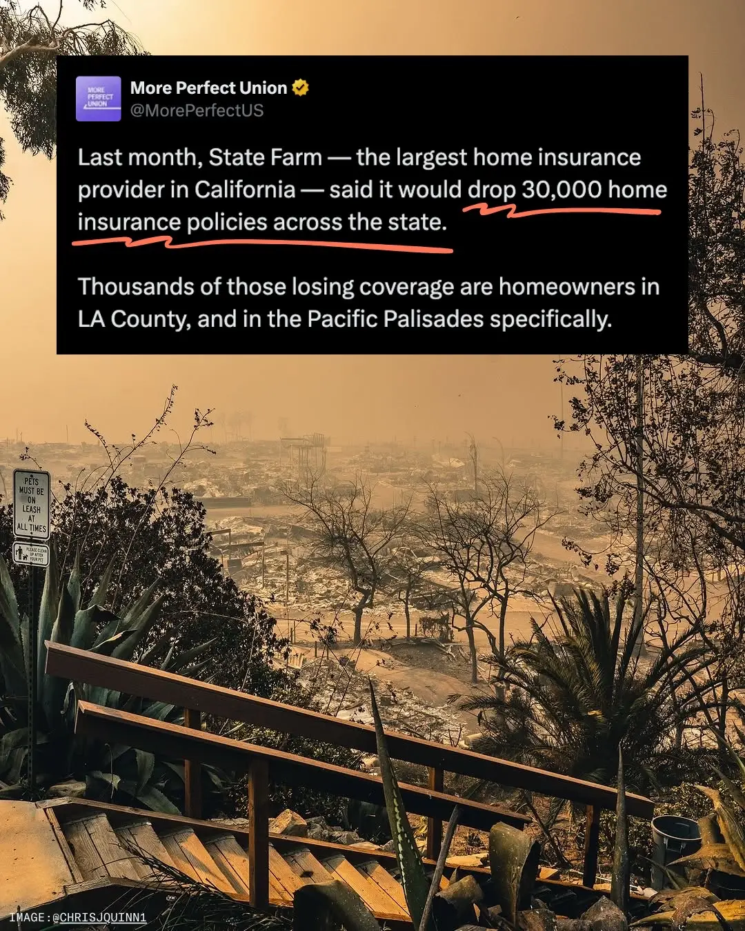 It's not just climate collapse. The tens of thousands of people in the Los Angeles area whose homes have been damaged or destroyed by the fires are now under attack by another destructive force: the home insurance industry. #labormovement #workersrights #corporategreed #californiafires #statefarm 