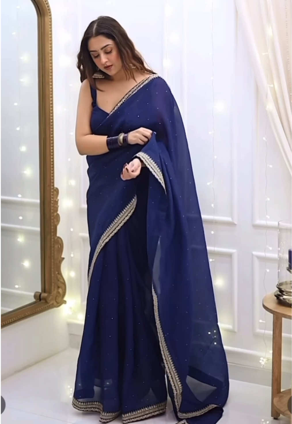 Our New Beautiful Soft Organza Sequence Thread Work, Celebrity Inspired Saree Collection 💙 (Blouse Unstitched) #saree #sareelove #sareedraping #sarees #2025collection #premiumcollection #thecozyvines #mauritius #india #fyp #foryou #bestseller 