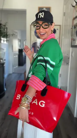 Starting the weekend strong in this colorful Friday fit! 🍉💚  #AgeIsJustANumber #WeekendStyle #EffortlessChic #RetroLayers #DenimDoneRight #58AndFabulous @Free People  @Anthropologie 