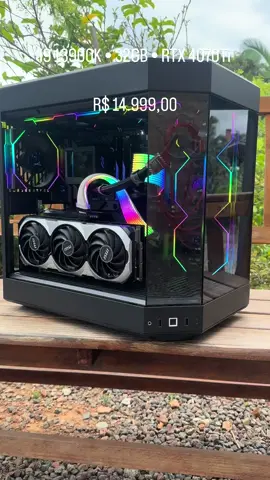 Configuração • Processador Core i9 13900K • Asus Rog B760f Gaming Wifi • Water Cooler Ryujin III LCD • Msi RTX 4070Ti 12GB Ventus • 32GB GSkill DDR5 6000Mhz • 512GB M2 NVMe Kingston • 1TB M2 NVMe Kingston NV • 7x Fans Lian Li Uni Fan LCD • Cabos LianLi Strimmer Plus • Fonte Core Reactor 850 80 • Gabinete Hyte 60 Mid Tower R$ 14.999,00 + Frete ou Entrega