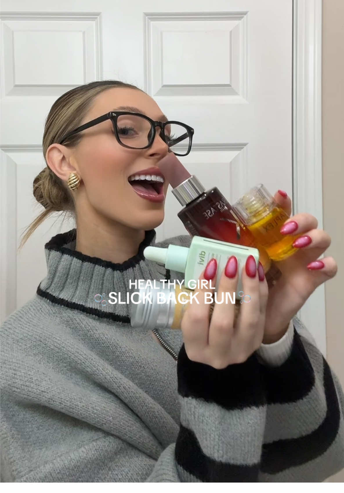 Some of my favorite hair products for keeping my hair healthy 🤍 ps I do have hair extensions due to my fine hair so I want to make sure I’m keeping it at it’s best🙌🏼 #hair #slickback #divi #kerastase #olaplex #cleangirllook #healthyhair #healthygirl #hairgrowth #greasyhair 