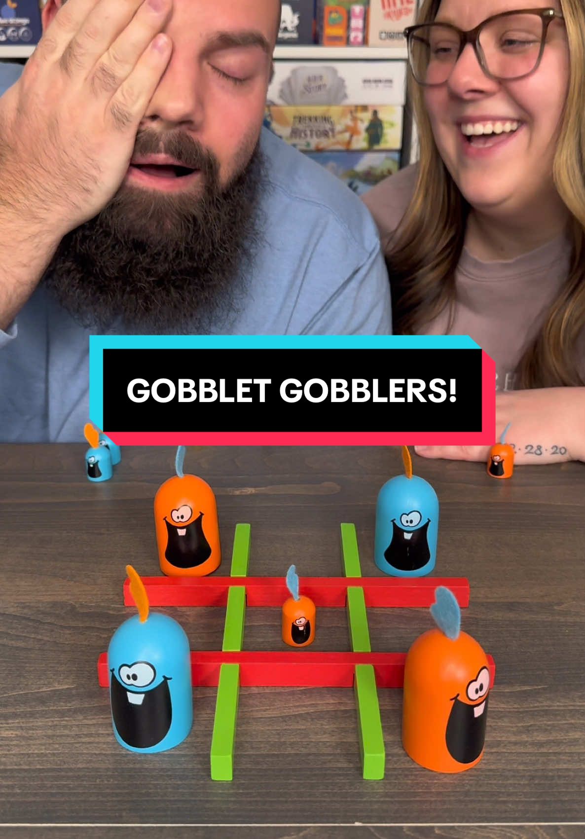 PAC-MAN Tic Tac Toe?! Come Play Gobblet Gobblers With Us! #boardgames #gamenight #couple #fun 