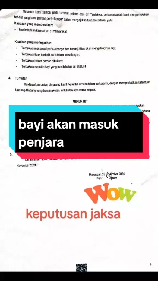 ibu dan bayi masuk penjara #pengadilan #pengacara #viralkan #perlindungananak #admingerindra 