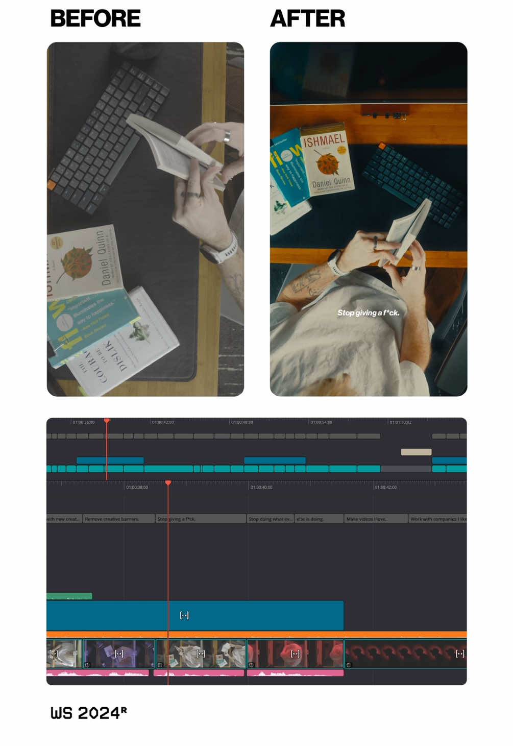 Little before and after from my recent video.  #videoediting 