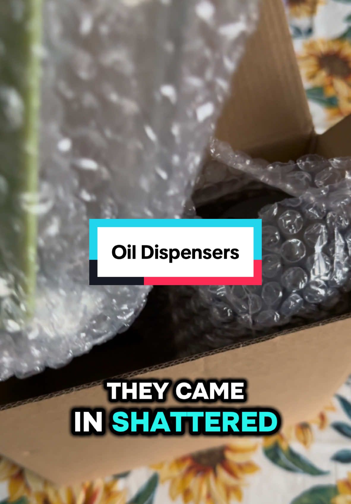 Unfortunately these arrived shattered. Hopefully they send out new ones #oil #oildispenser #susrizzle #shattered #broken 