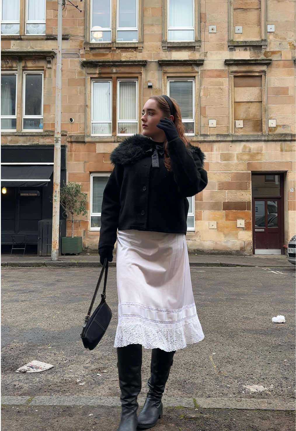 a chilly day in glasgow #OOTD #winteroutfit #glasgow #slipdress #vintagefashion 