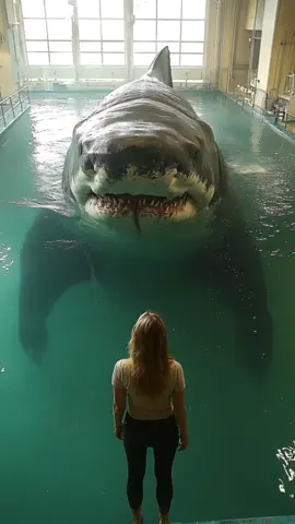 Maybe the shark just wanted to say hi... 😰 #shark #sharks #ocean #sharkweek #sharkdiving #sharklover #underwater #sharkconservation #savesharks #greatwhiteshark #sharkattacks #ai #aiart #aivideo #aivideos #sharkfishing #seacreatures  #megalodon 