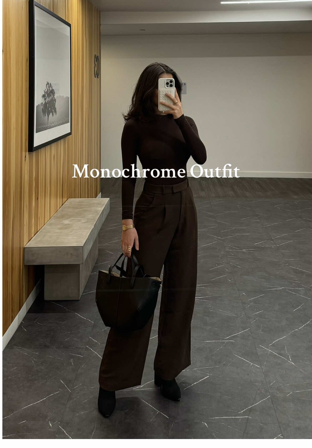 Another Monochromatic Outfit 🤎 love wearing this color 🍫 Top @Naked Wardrobe  Pants @abercrombie  Bag @Amazon  Boots @FOREVER 21  #fitcheck #outfit #OOTD #outfitideas #outfitinspo #fyp #winteroutfit #styleinspo #winteroutfits #chicoutfit #oldmoneyoutfits #modestfashion #dinneroutfit #stylinginspo #elegantstyle #elegantoutfit #classyoutfit #monochromeoutfit 