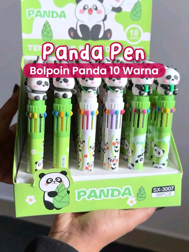 Pulpen Warna 10in1 motif Panda . Bolpoin mekanik 10 warna-warni  #fyp #bolpoin #cuantanpabatas 