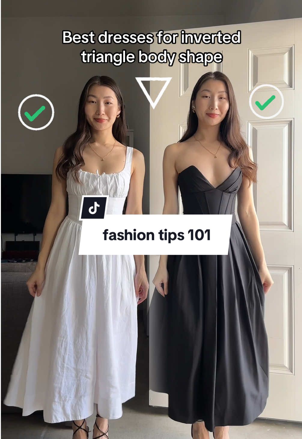 Inverted triangle body shape styling advice 🤍 broad shoulders outfit #styletipsforwomen 