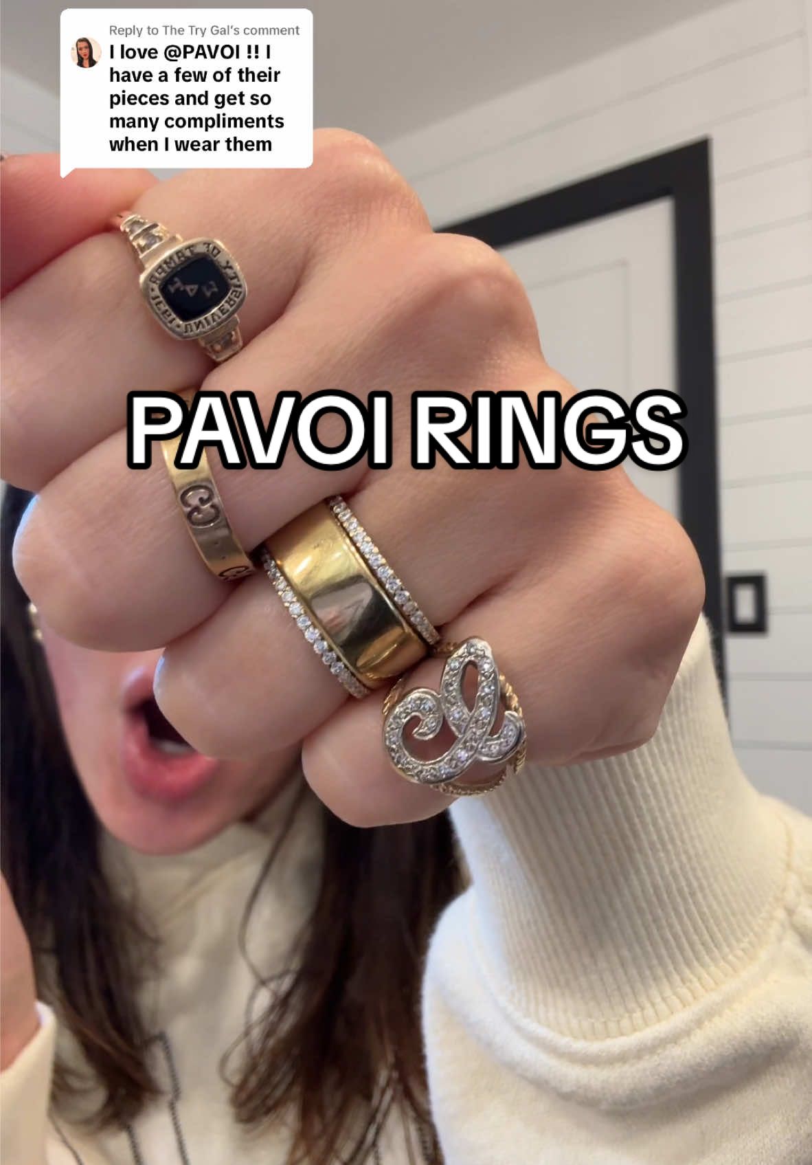 Replying to @The Try Gal these are perfecttttt for dressing up your smart rings🤍💅🏼🫶🏼 #pavoi #stacker #cz #rings 