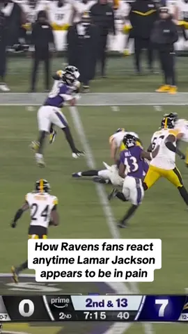 Always scary to see your MVP on the ground a little too long 😮‍💨 via Prime #NFL #NFLfootball #baltimoteravens #pittsburghsteelers #lamarjackson #thelastofus 
