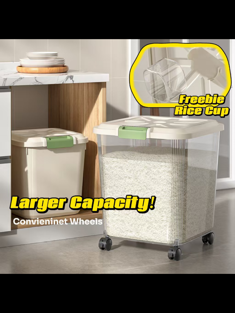 25KG Rice Dispenser Rice Container Rice Storage Box Grain Rice Bucket Insect-proof Rice Bucket With Wheels And Lids Sealed Square Large Capacity Home Kitchen Containers Pet Food Storage with Rolling Wheel With Measuring Cup under ₱299.00 - 599.00 Hurry - Ends tomorrow!#trendingontiktok❤❤🇵🇭 