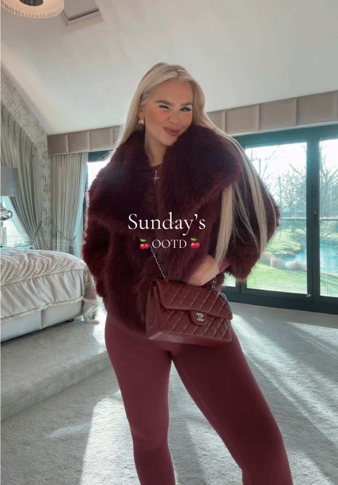 Sunday’s 🍒 full fit linked 🫶🏼#OOTD #fauxfurcoat #burgundy #tiktokmademebuyit 