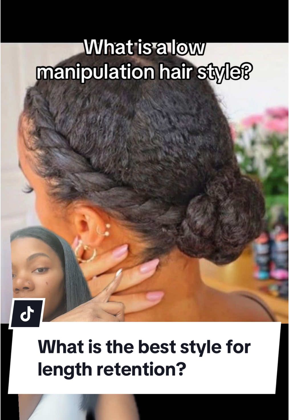Easy Low manipulation hair styles for length retention. #naturalhairtips #naturalhaircommunity #lowmaintenancestyle #lowmanipulationhairstyle #greenscreen #lengthretention #protectivestyles 