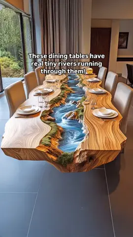 I never knew I needed a flowing river in my dining table until just now! #woodworking #interiordesign #tiktokmademebuyit #furnituredesign 