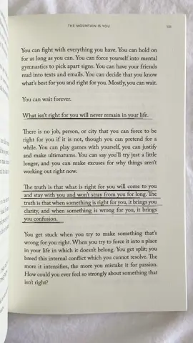 From the book The Mountain Is You by Brianna Wiest #change #growth #mindset #lifelessons #affirmations #selfhelpbooks #selfsabotage 