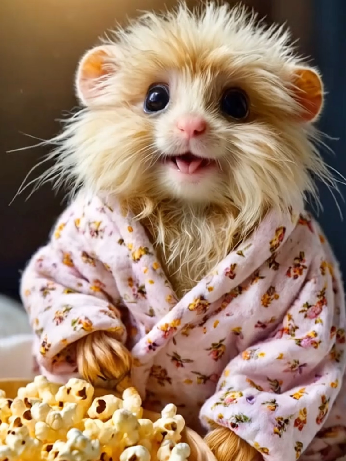 🍿Popcorn, Tea, & Book Time Finding Peace in Small Moments. 🥰 #FuzzyCreatures #RelaxationAtHome #HappyVibes #FurryFriends #AiAnimation #SundaySimpleJoys 