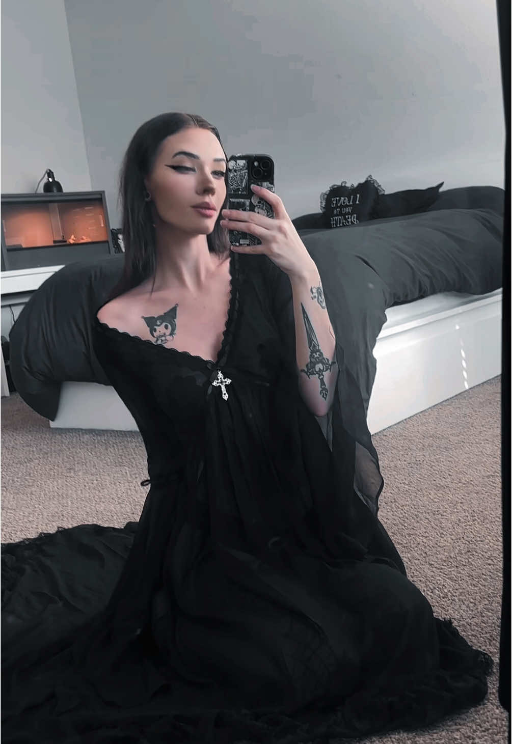 never taking it off 🖤✨ #fyp #trending #makeitvirаl #foryoupage #alttiktok #altgirl #gothgirl #gothtok #sexy #lingeriemodel #sexynightgown #dollskill @Dolls Kill 