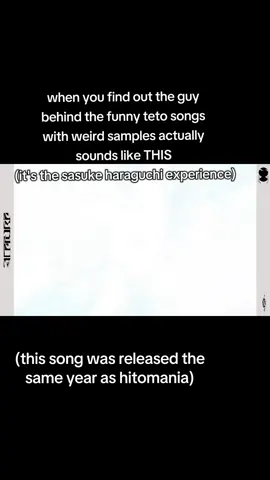 spreading the sasuke haraguchi agenda, his non-vocaloid songs are jarring in comparison to his vocaloid works #vocaloidproducer #vocalop #vocaloid #UTAU #kasaneteto #原口沙輔 #hitomania #igaku #sasukeharaguchi #人マニア #イガク #ユ！ #ボカロP #utaite #重音テト #indiemusic #fyp #fyppppppppppppppppppppppp @原口沙輔 