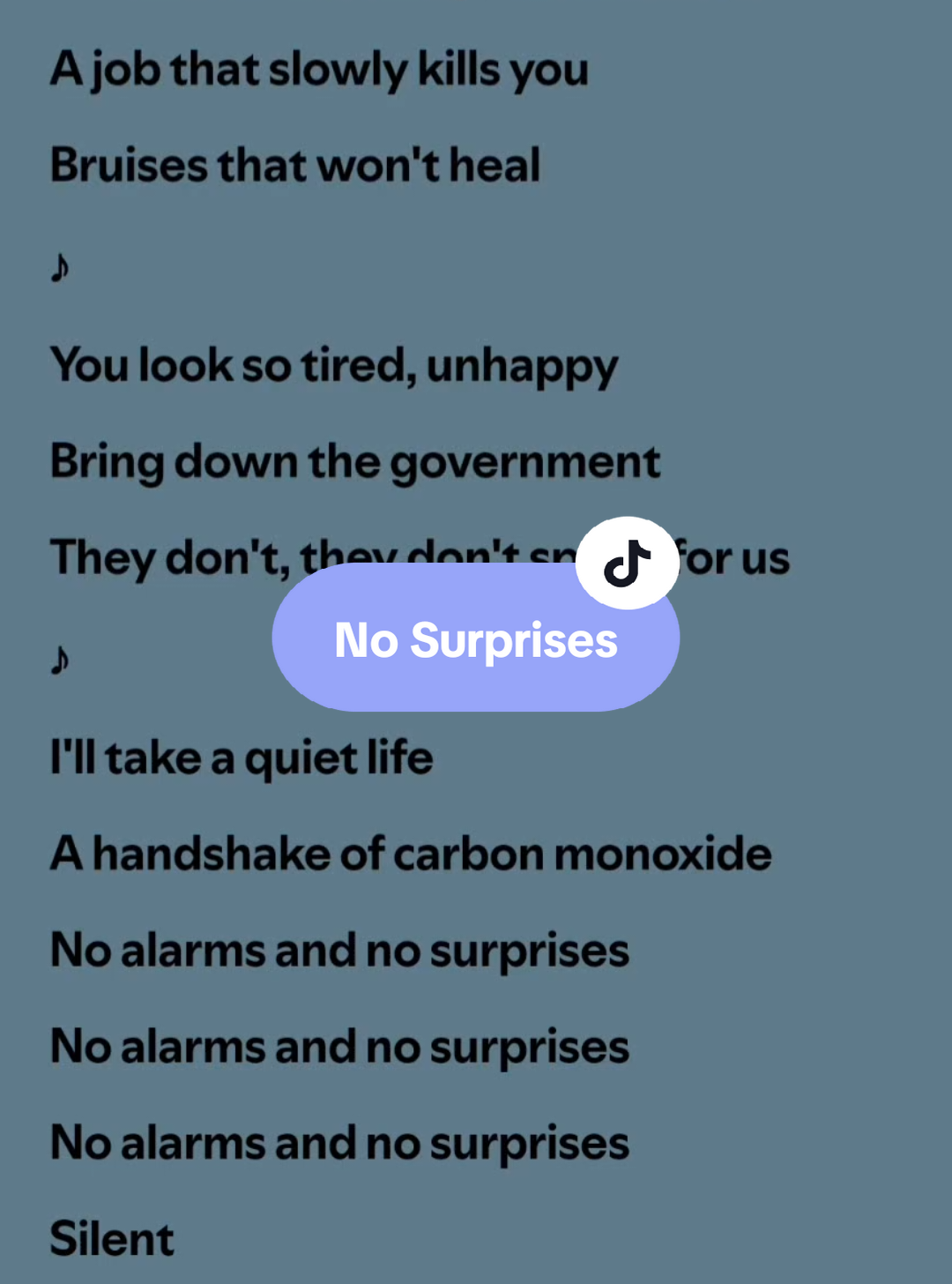 No Surprises🎶 by: Radiohead #nosurprises #lyrics #spotify #kantakamuna🎤🎶 #oooooomerr_ #fyp 