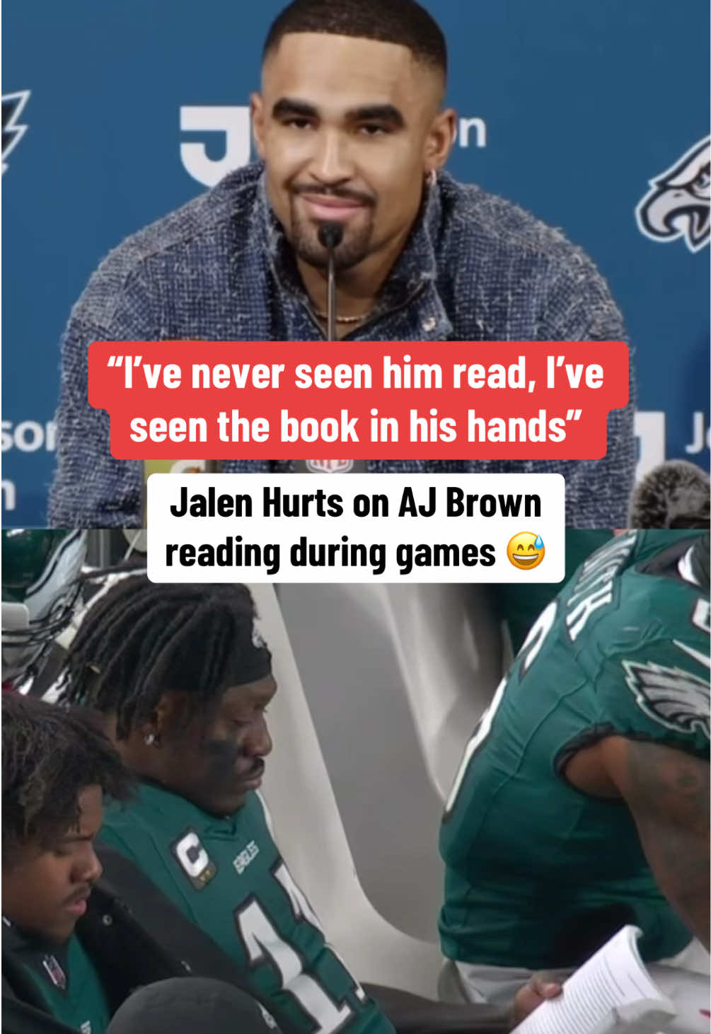 AJ Brown says he brings the book “Inner Excellence” to every game (via @Philadelphia Eagles) #nfl #football #nflfootball #eagles