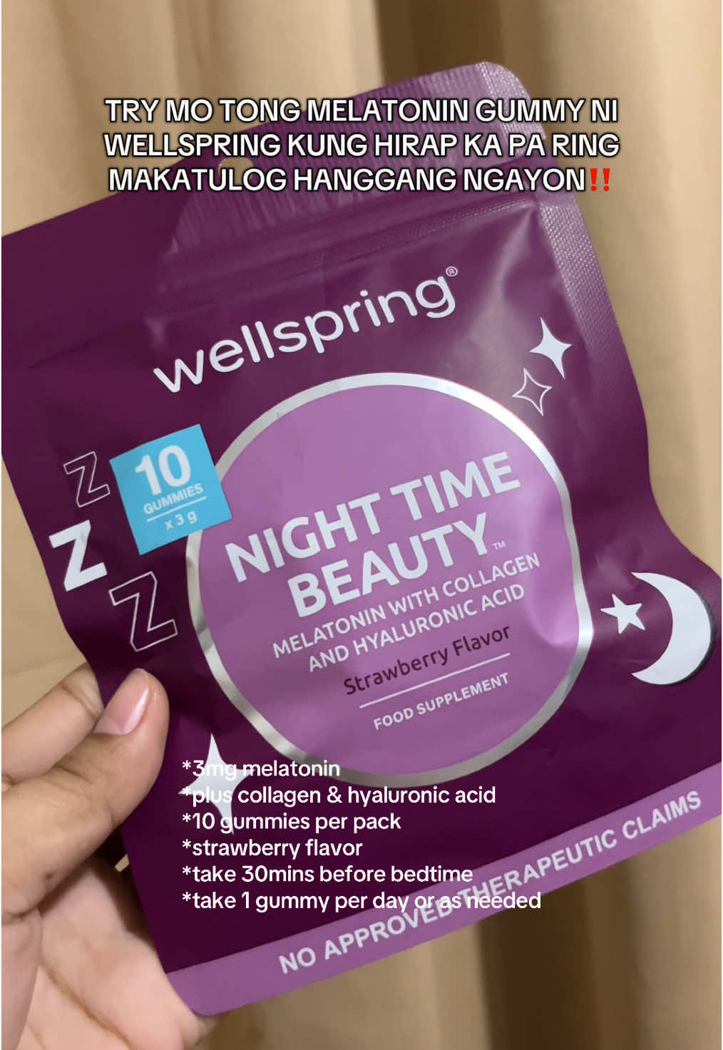 very useful lalo na sa mga paiba2 yung shifts sa trabaho! Natutulongan ka nyang mag adjust sa body clock mo💜 #wellspring #nighttimebeauty #melatonin #melatoningummy #callcenter #nightshift #freelancers #pampatulog #insomnia #wellnesstips 