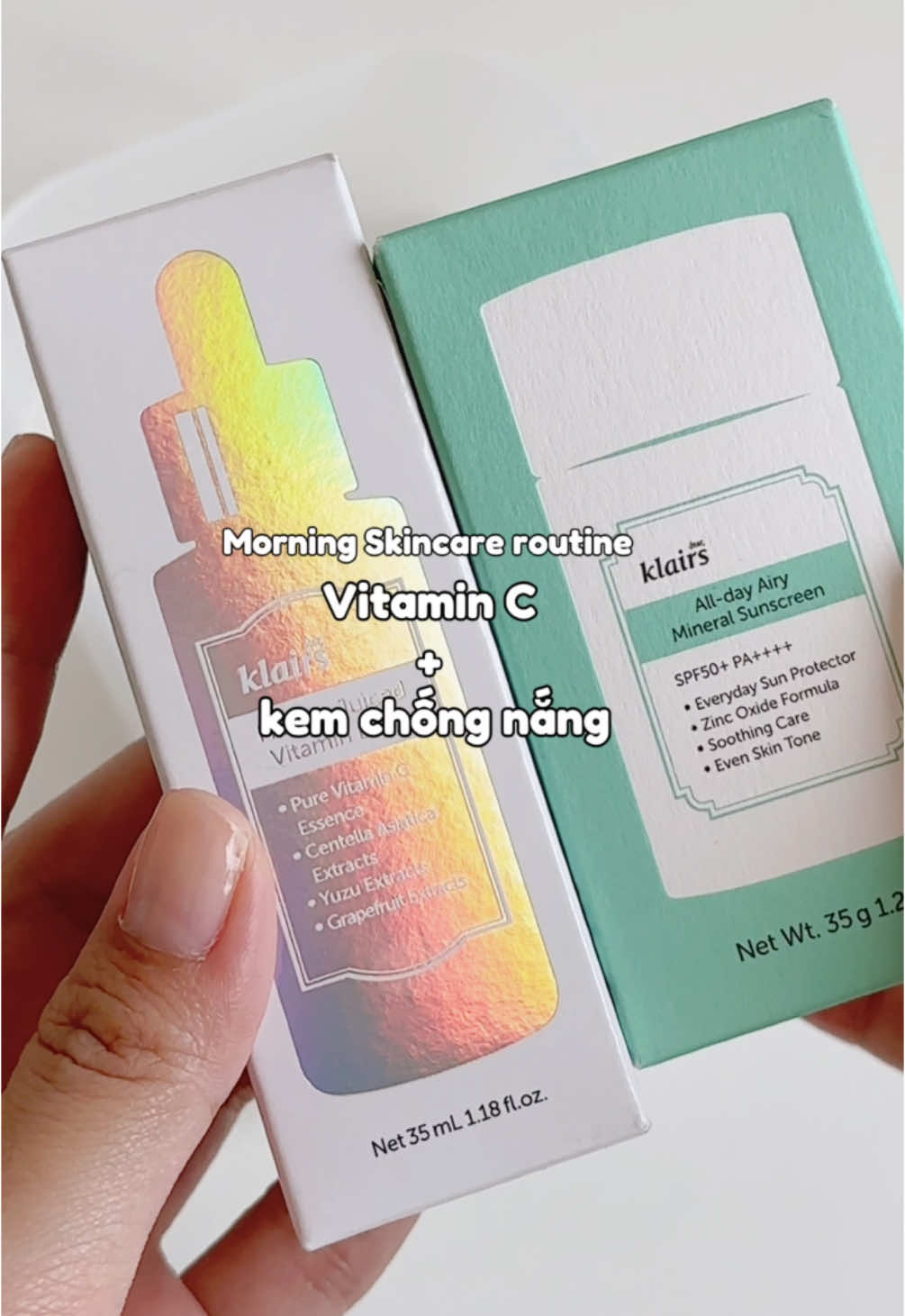 Morning routine with Dear Klairs products ⭐️☀️ #dearklairs #klairsvietnam #morningroutine #alldayairymineralsunscreen #kemchongnangvatly #sunscream #wishtrendvn #vitamindrop #duongsang #vitaminc #loveklairs #reviewlamdep  #BeautyTok #kbeauty #foryourpages #fypシ゚ #xh 