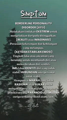 𝐒𝐢𝐦𝐩𝐭𝐨𝐧 𝐁𝐏𝐃.. #repost #bpd #bpdawareness #lifestory #sadstory #heart #mrhati #soalhati #fyp #tiktokfy #tiktokviral #berandatiktok #treatment 
