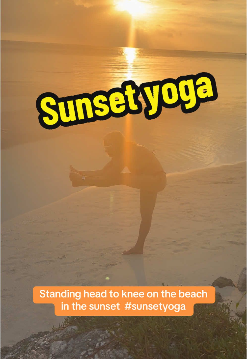Nothing better than doing yoga in the sunset on the beach. #StandingHeadToKneePose #SunsetYoga #BeachBalance #NatureAndYoga #YogaFlow #MindBodyConnection #YogaAtSunset #OceanVibes #PeacefulPractice #YogaJourney #fyp 