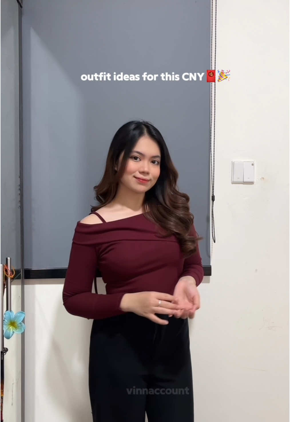 maroon top never disappoint me🌹 yeona top cocok buat CNY nanti😝 #fyp #outfit #outfitideas #OOTD #cutetop #atasanwanita #maroon 
