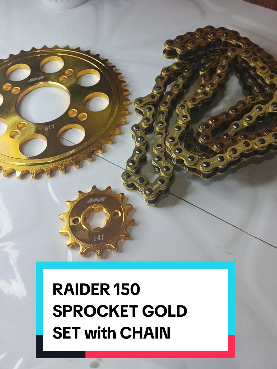RAIDER 150 SPROCKET GOLD SET with CHAIN#motorcycle #CHAIN #sprocket 