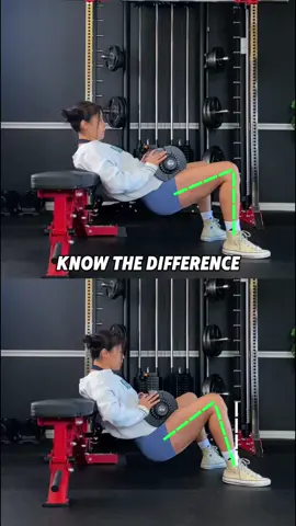 KAS GLUTE BRIDGE VS. HIP THRUST Know the difference They may appear similar initially, but there are key differences in execution. KAS GLUTE BRIDGE •Shorter range of motion •Shins remain vertical •Controlled reps with no momentum, highly glute-biased. HIP THRUST • Larger range of motion •Knees rock back as you lower your hips. • More explosive movement. • Involves other muscle groups (quads, hamstrings) due to knees rocking back. #glutes #hipthrust #gluteworkout #gymtips #gymrat #legday #bodybilding #gymmotivation #gymgirl #glutebridge #fyp #lowerbodyworkout 