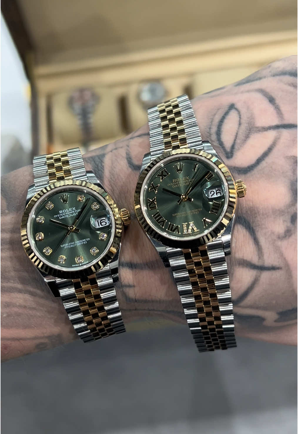 Which olive green dial do you prefer?🤔 Diamond Dot or Roman Numeral?💎🫒 BOUTIQUE OPEN - 7 THORNTONS ARCADE LEEDS LS1 6LQ (Opposite Louis Vuitton) 🛍️ •  CHECK STORY FOR DAILY DEALS 👀 • OPEN THROUGH APPOINTMENT ✍🏻 • FREE NEXT DAY DELIVERY (UK) 🇬🇧🚚📦 • WORLDWIDE DELIVERY 🌍🚚📦 • WE CAN SOURCE ANY WATCH ⌚️ JUST ASK! 💬 • CALL US NOW: 0113 244 5001 ☎️ • BUY-SELL-UPGRADE ♻️ • TURN ON NOTIFICATIONS 📲 • WEBSITE: WWW.PRESTIGIOUSJEWELLERS.COM🖱 • Prestigious Jewellers is a trusted independent family run business that was established in 2016. Prestigious Jewellers specialise in second hand watches and jewellery. We are not authorised sellers and have no affiliation with the brands that we sell. • #datejust #olive #diamond #roman #31 #hers #luxurywatch #watch #luxury  #drip #unitedkingdom #usa #hongkong #dubai  #living #Lifestyle #watch #watchaddict #watchnerd #watchlover  #drip #watchdealer