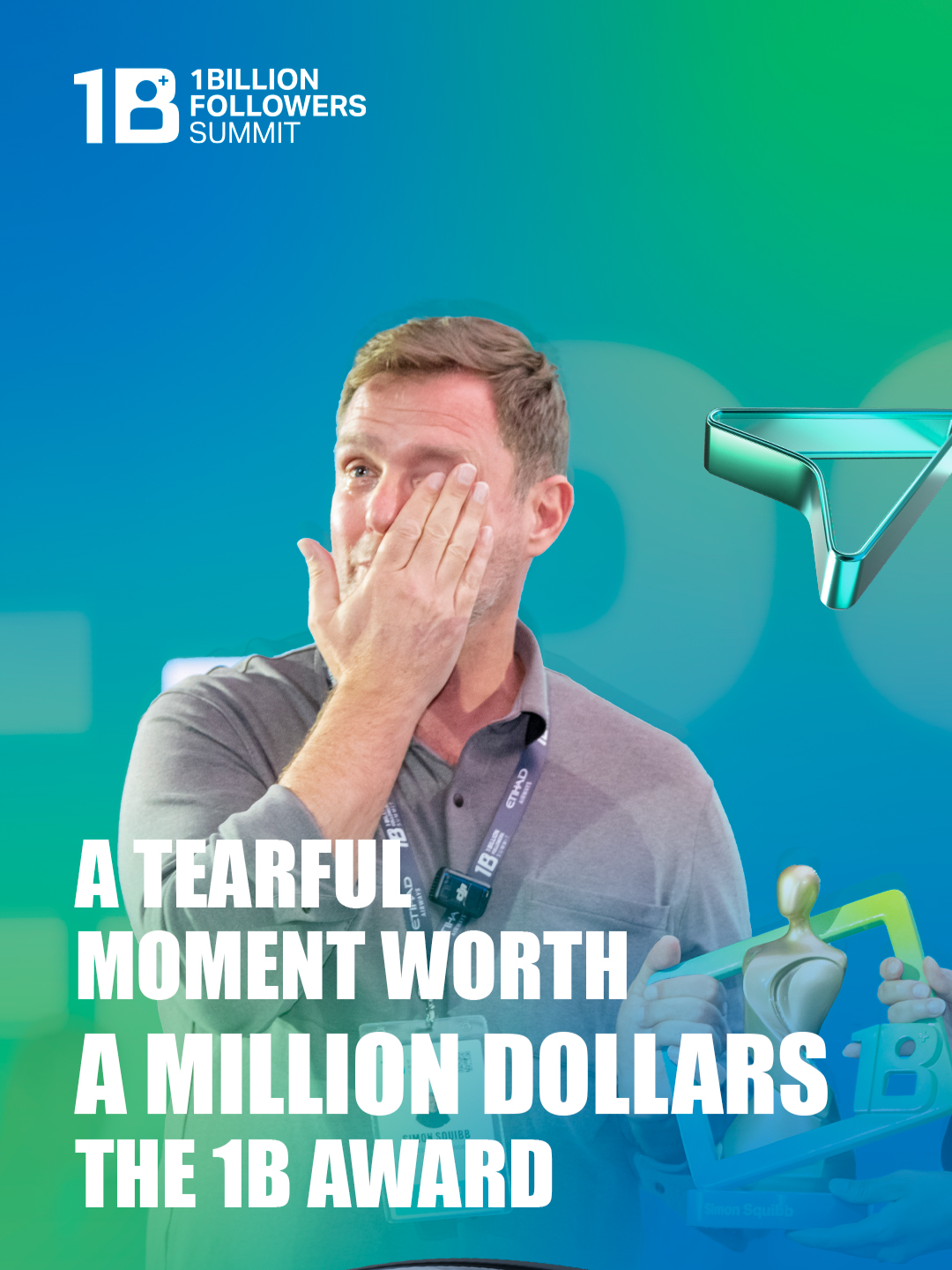 A million-dollar moment filled with raw emotion and heartfelt gratitude. Witness the tears of joy as the 1B Award winner, Simon Squibb is announced! #1BillionSummit #ContentForGood يقال إن المال لا يشتري السعادة، لكنه في الواقع يحقق الأمنيات. هذه لحظات فوز رائد الأعمال والمتحدث الملهم سايمون سكويب بجائزة قمة المليار متابع وقيمتها مليون دولار. #قمة_المليار_متابع #المحتوى_الهادف