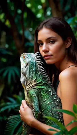 La Belle et l'Iguane 🦎✨ #IguanaLove #WildlifeMoments #JungleVibes #NatureConnection #aianimation  🎵Ultra Beats - Iguana