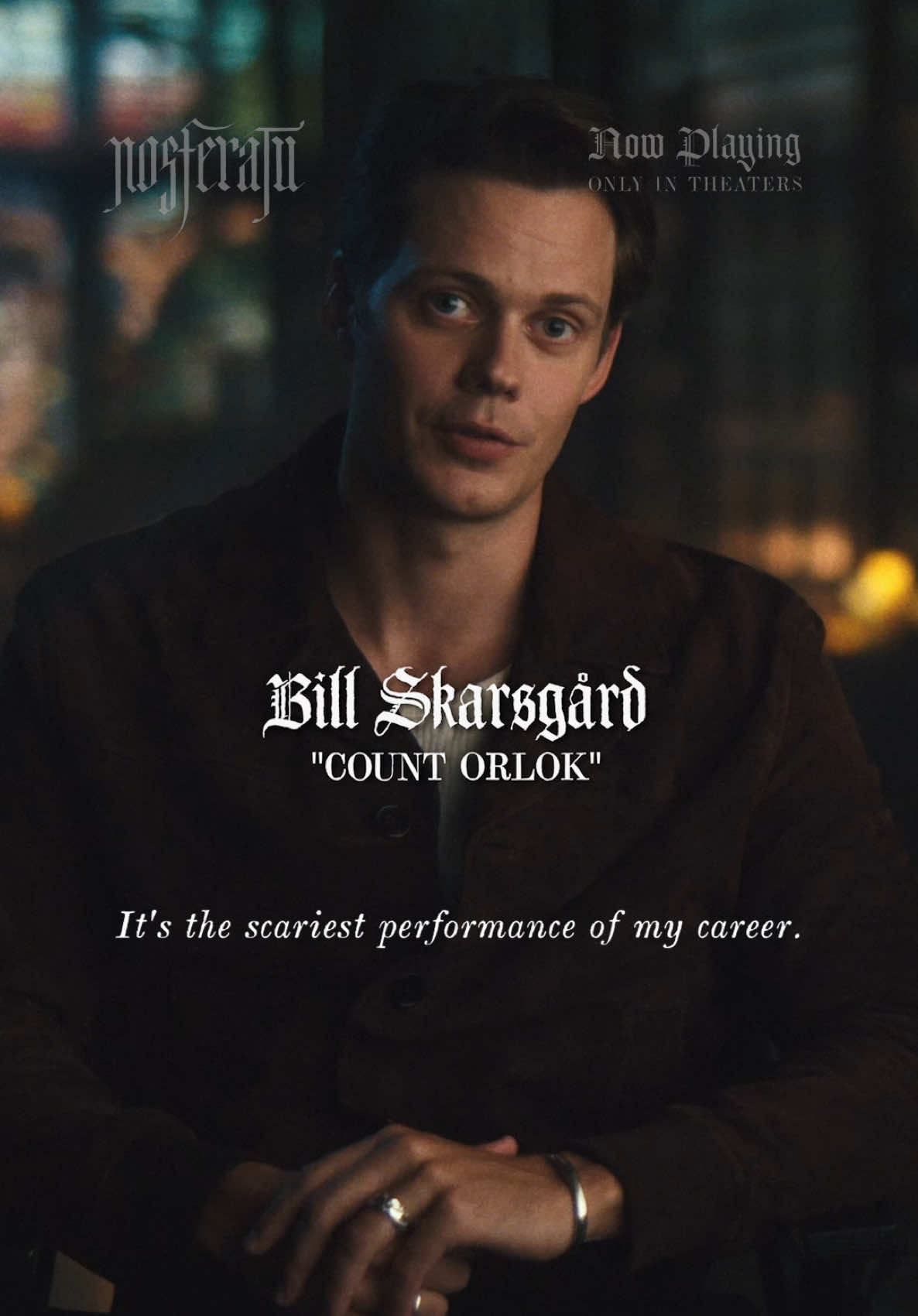 The pinnacle of horror characters. Bill Skarsgård on the preparation that went into his Orlok transformation, “the scariest performance of [his] career.” Now playing only in theaters. #Nosferatu #BillSkarsgård #CountOrlok 