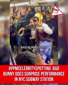 #pressplay▶️: #ppmcelebrityspotting. #BadBunny did a surprise performance in a #nyc #subway station.