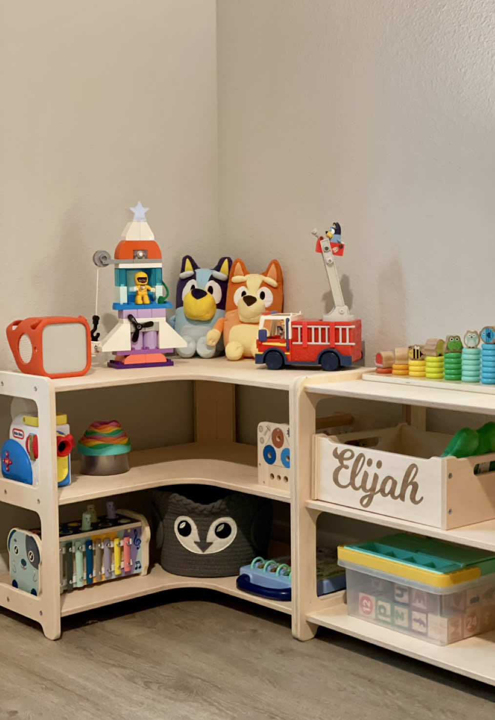 Montessori play corner 🥰 This was a much needed transformation for my toddler’s room. We got this from Etsy by WoodenBalance. It was super easy to assemble and the quality is amazing! My son loves pulling out his books from his bookshelf. Definitely recommend this furniture set.  #montessori #montessoritoddler #toddlertransitions #toddlerlife #toddler #momlife #toddlermom #momblogger #momstyle #bedroomdecor #toddlerstyle  Montessori, toddler, toddler bed, toddler mom.